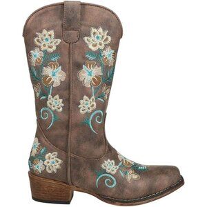 Roper Cowboy Boots Women Brown Riley Floral Western Vintage Snip Toe Insole Boot